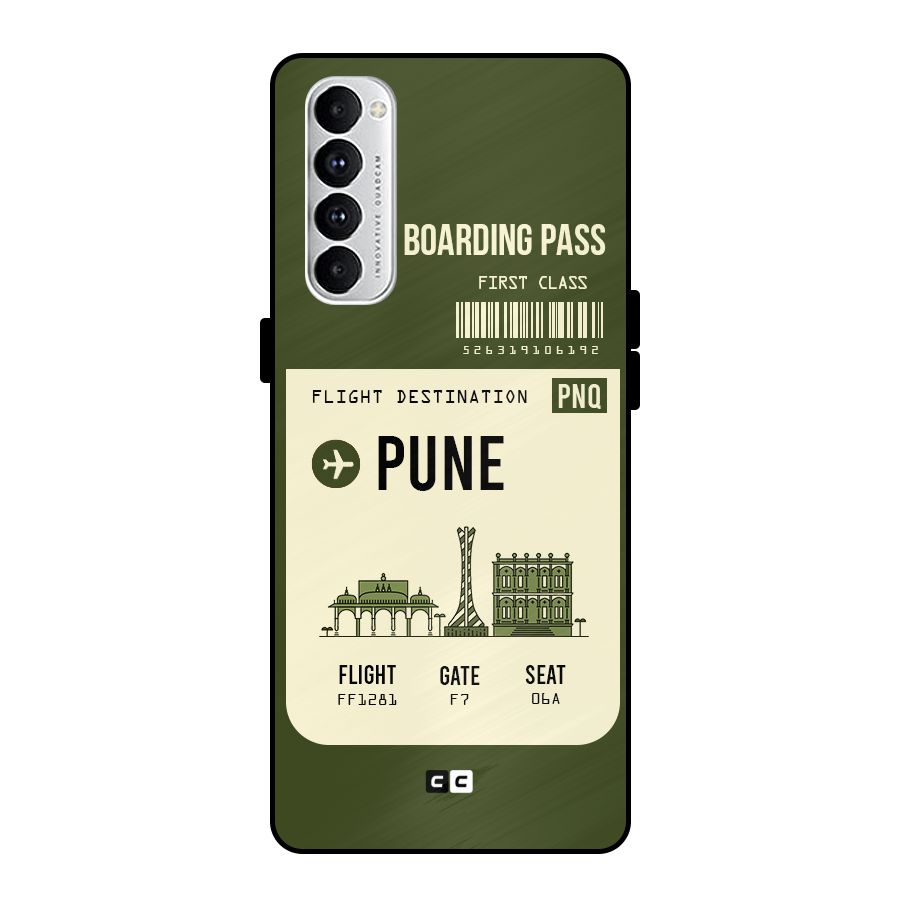 Pune Boarding Pass Metal Back Case for Oppo Reno4 Pro