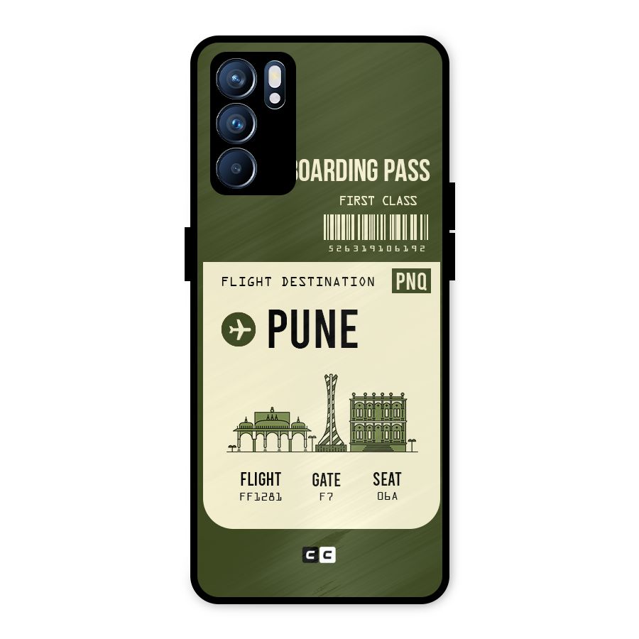Pune Boarding Pass Metal Back Case for Oppo Reno6 5G