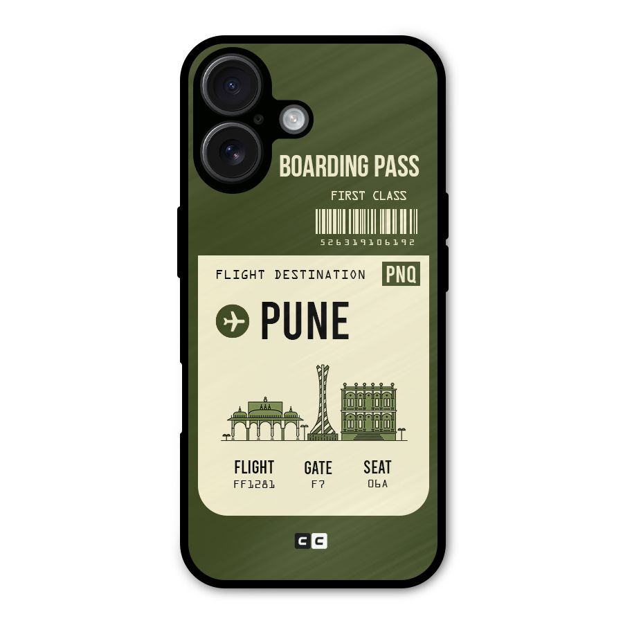 Pune Boarding Pass Metal Back Case for iPhone 16