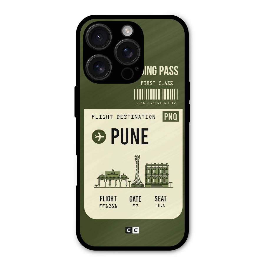 Pune Boarding Pass Metal Back Case for iPhone 16 Pro