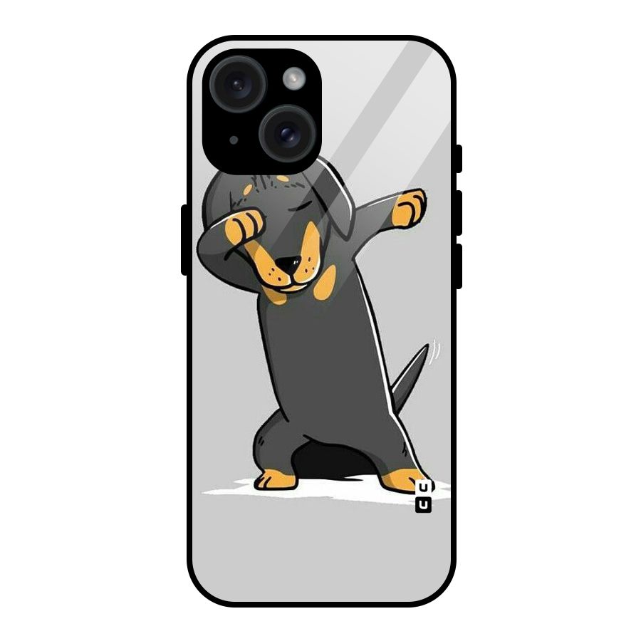 Puppy Dab Glass Back Case for iPhone 15