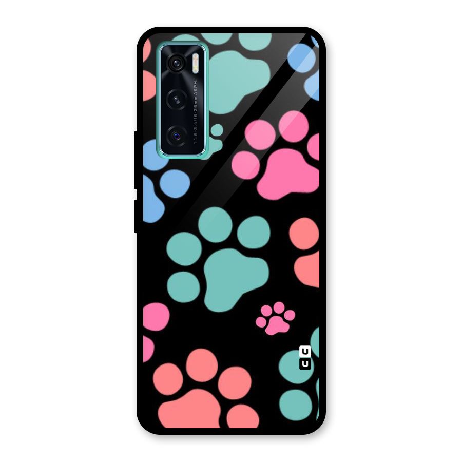 Puppy Paws Glass Back Case for Vivo V20 SE