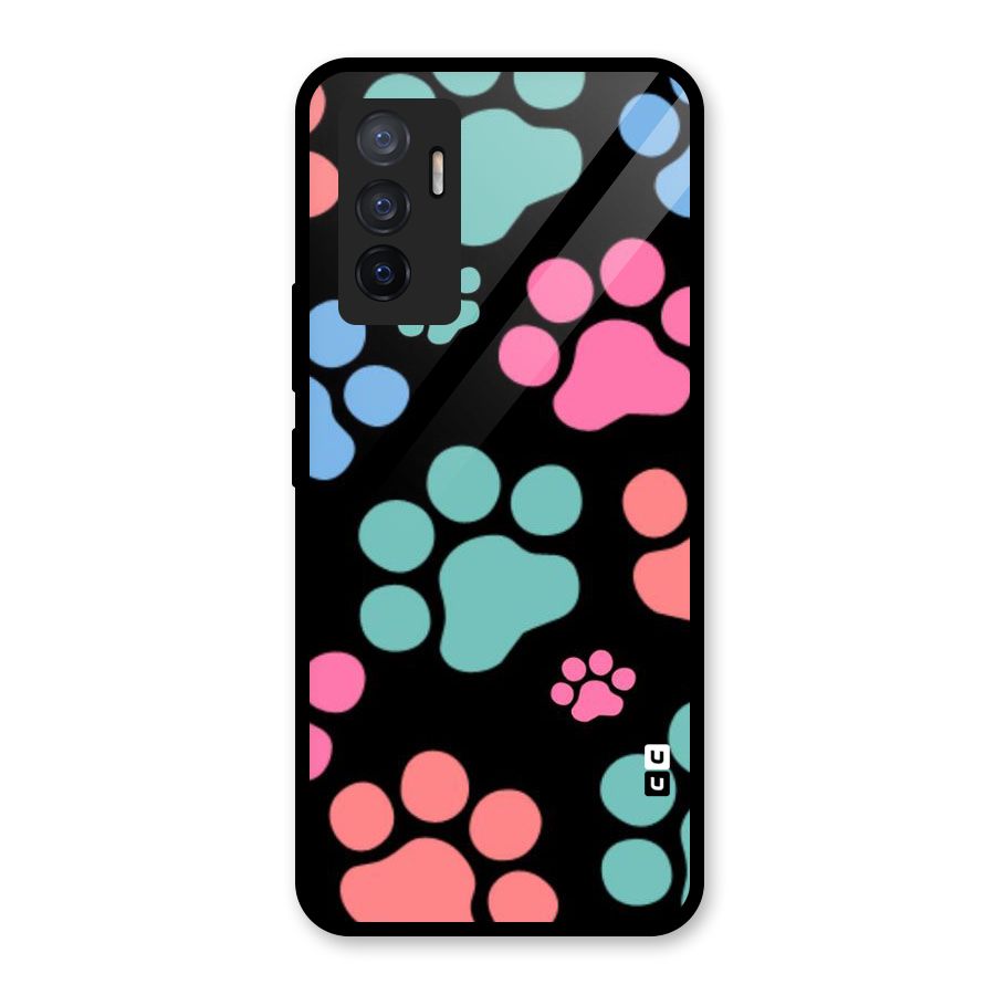 Puppy Paws Glass Back Case for Vivo V23e