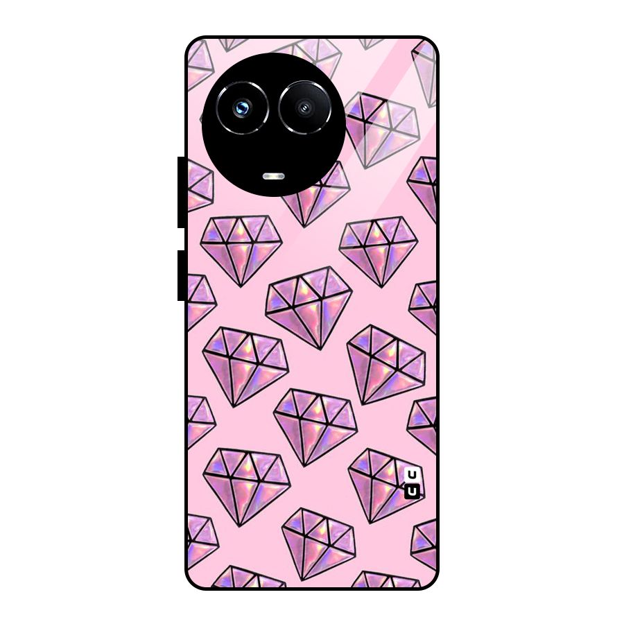 Purple Diamond Designs Glass Back Case for Realme Narzo 60X