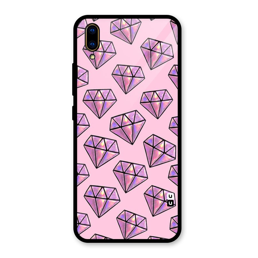 Purple Diamond Designs Glass Back Case for Vivo V11 Pro