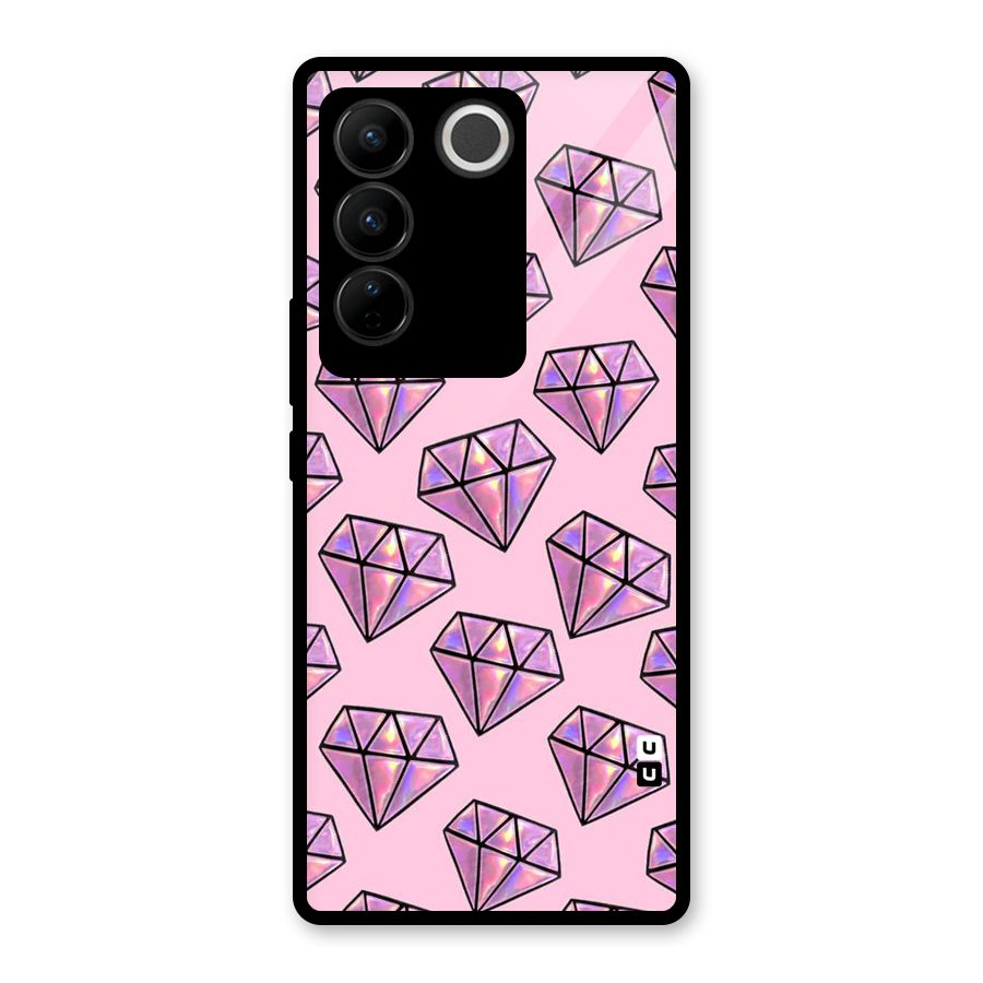 Purple Diamond Designs Glass Back Case for Vivo V27