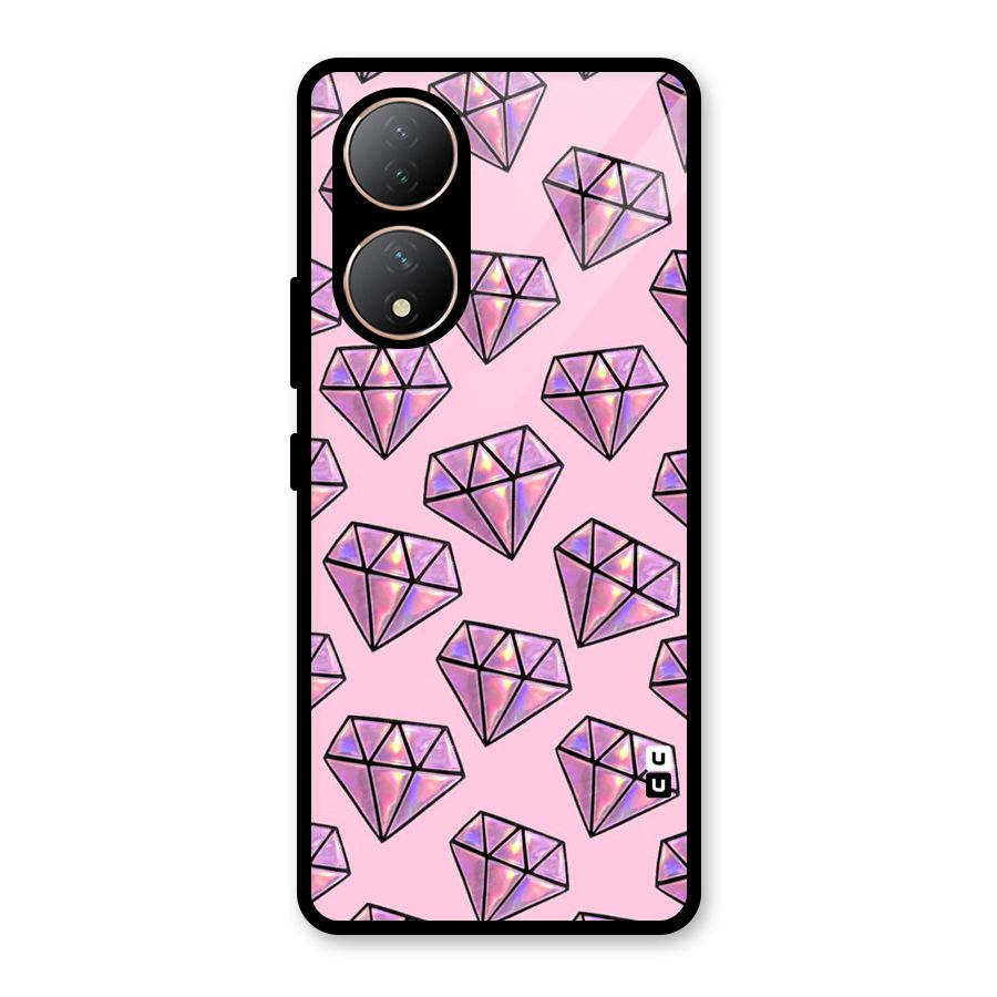 Purple Diamond Designs Glass Back Case for Vivo Y100A