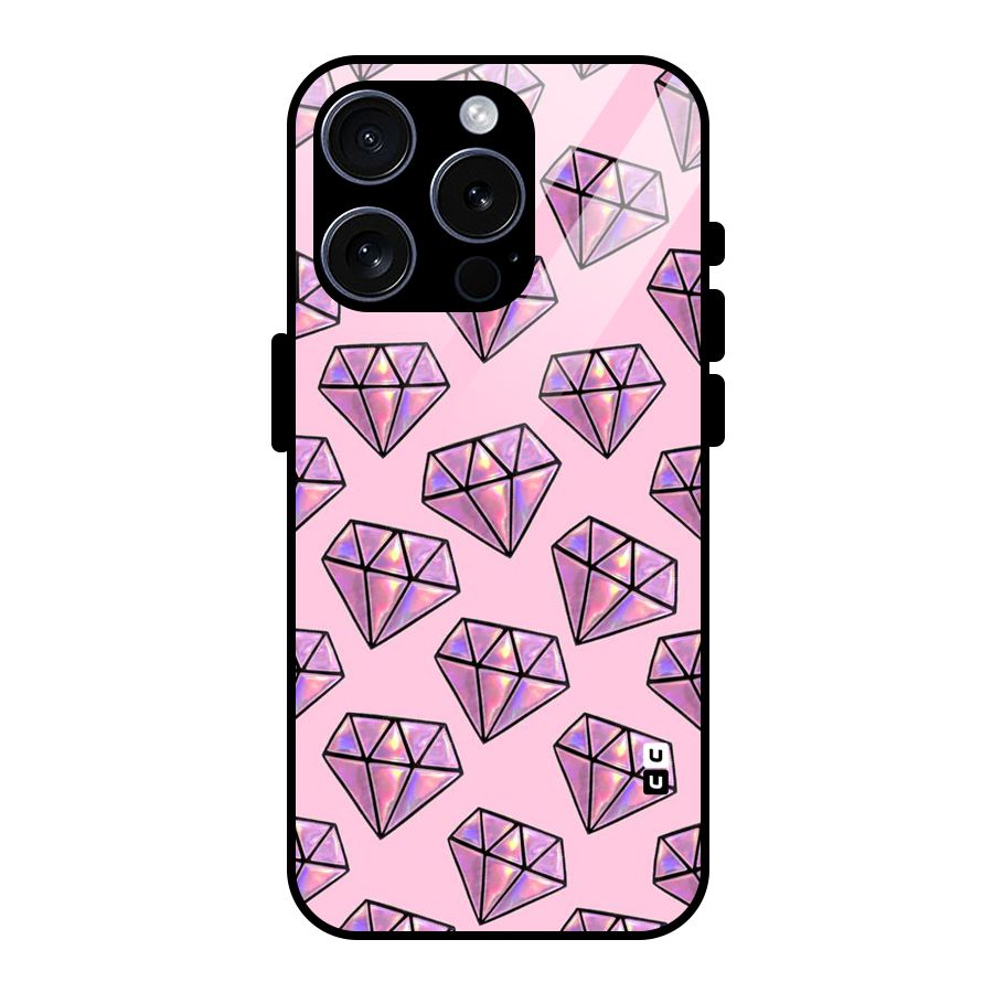 Purple Diamond Designs Glass Back Case for iPhone 15 Pro
