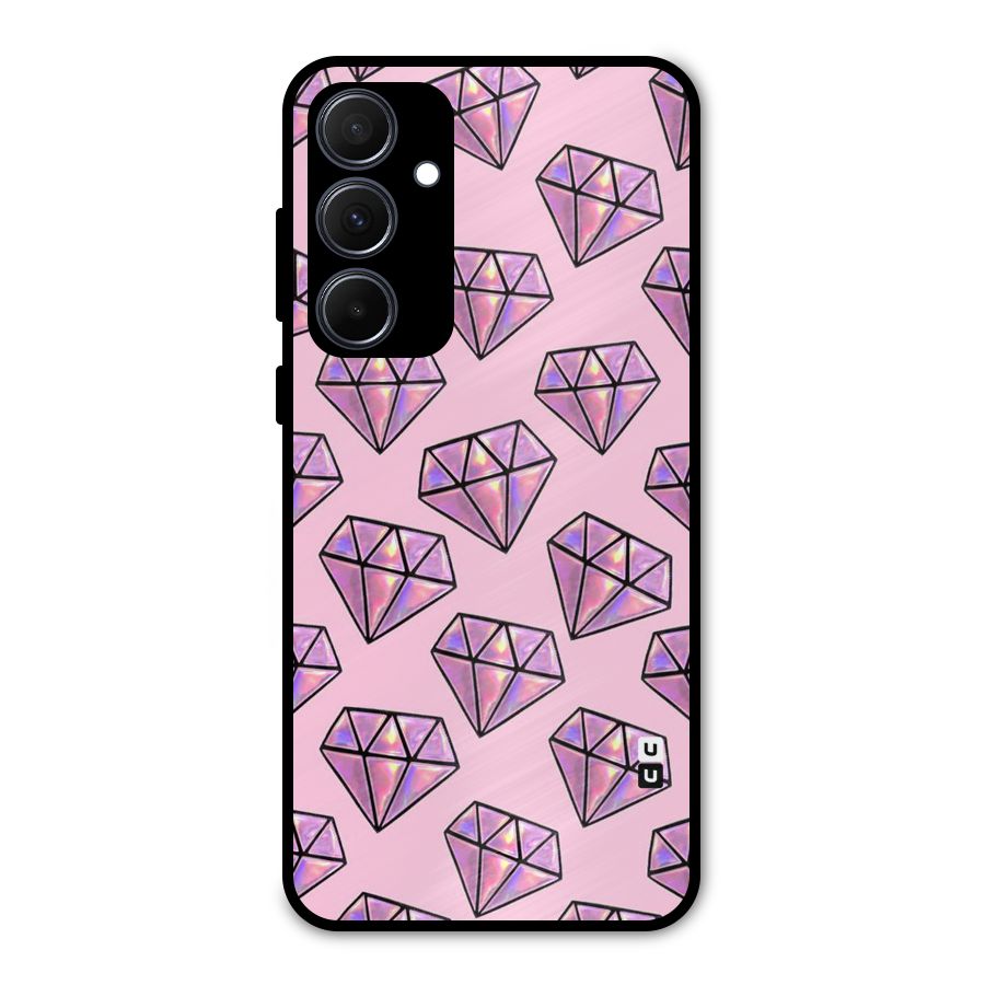 Purple Diamond Designs Metal Back Case for Galaxy A35