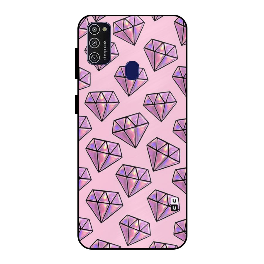 Purple Diamond Designs Metal Back Case for Galaxy M21