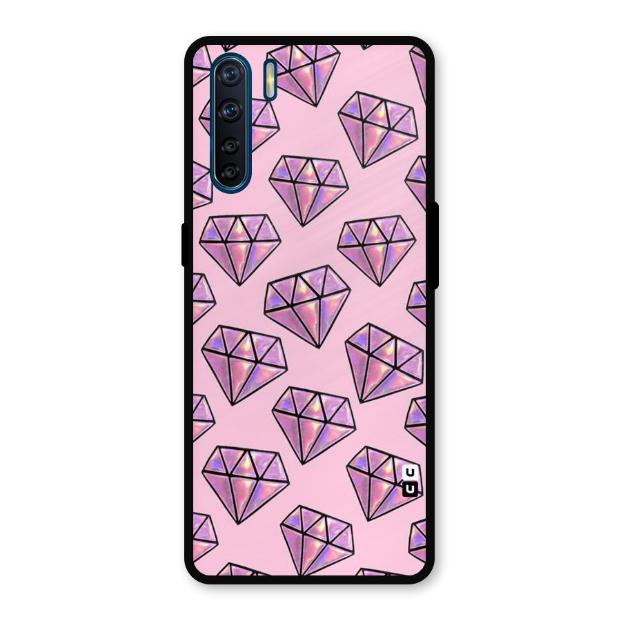 Purple Diamond Designs Metal Back Case for Oppo F15