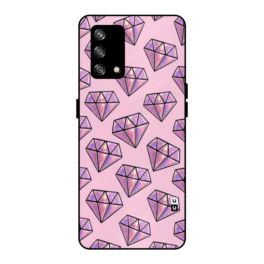 Purple Diamond Designs Metal Back Case for Oppo F19