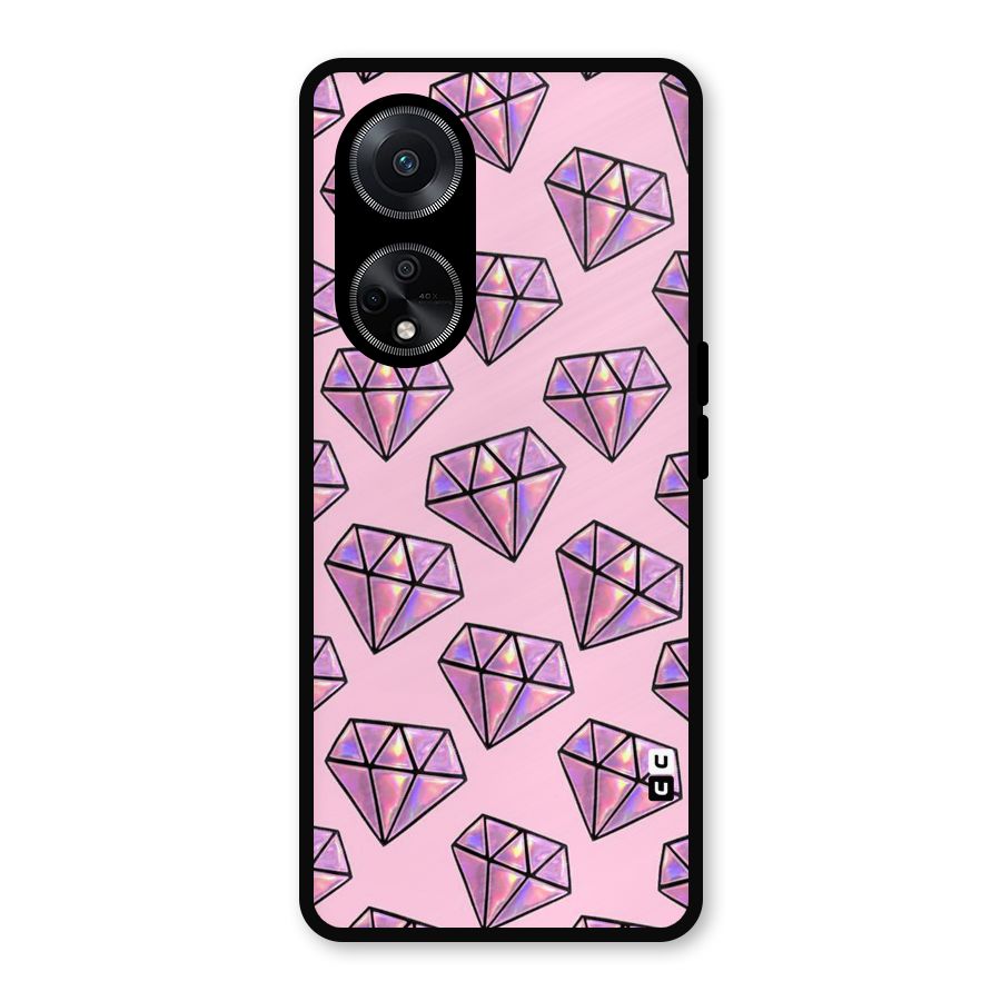 Purple Diamond Designs Metal Back Case for Oppo F23