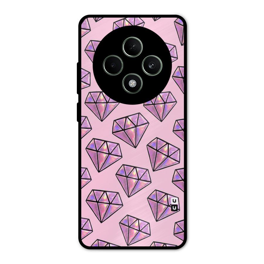 Purple Diamond Designs Metal Back Case for Oppo F27