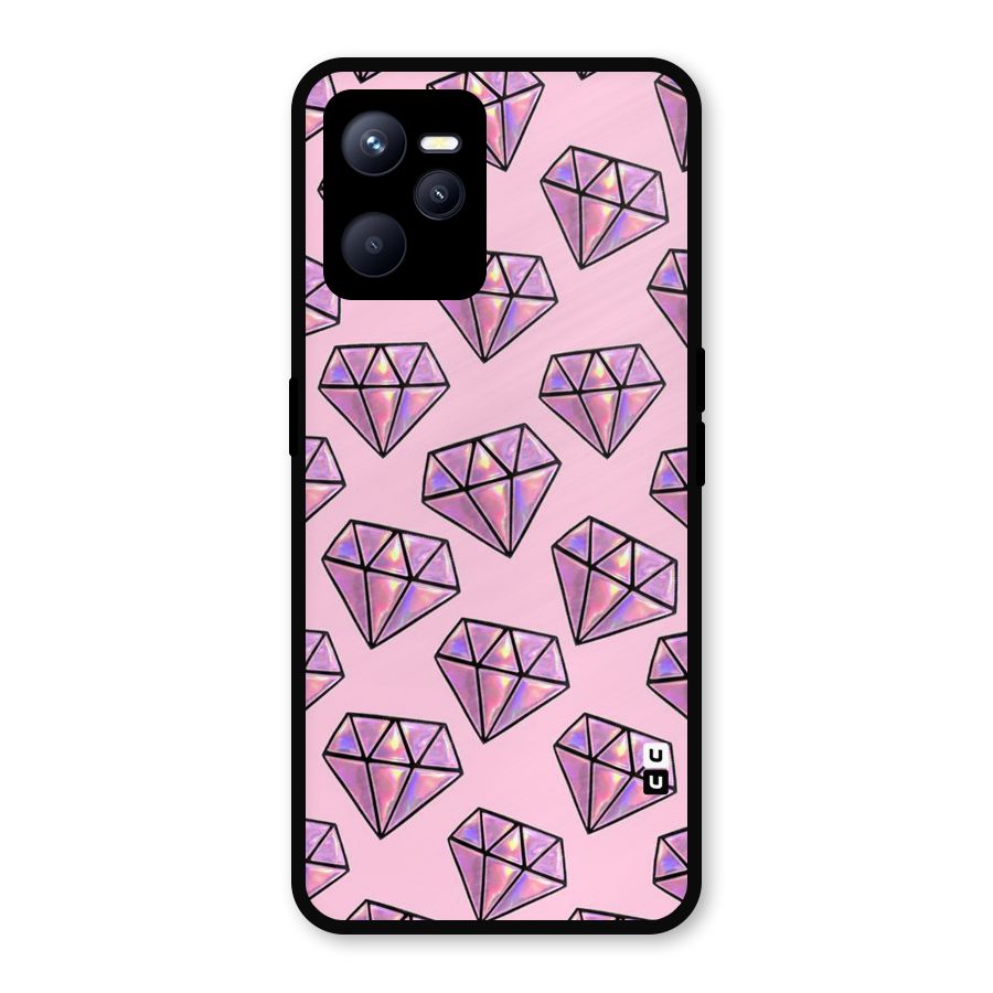 Purple Diamond Designs Metal Back Case for Realme C35