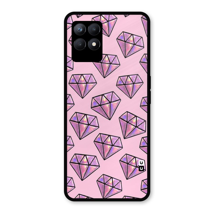 Purple Diamond Designs Metal Back Case for Realme Narzo 50