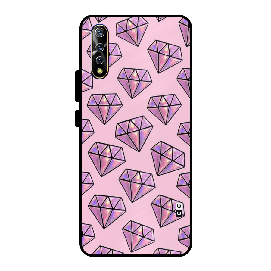 Purple Diamond Designs Metal Back Case for Vivo S1