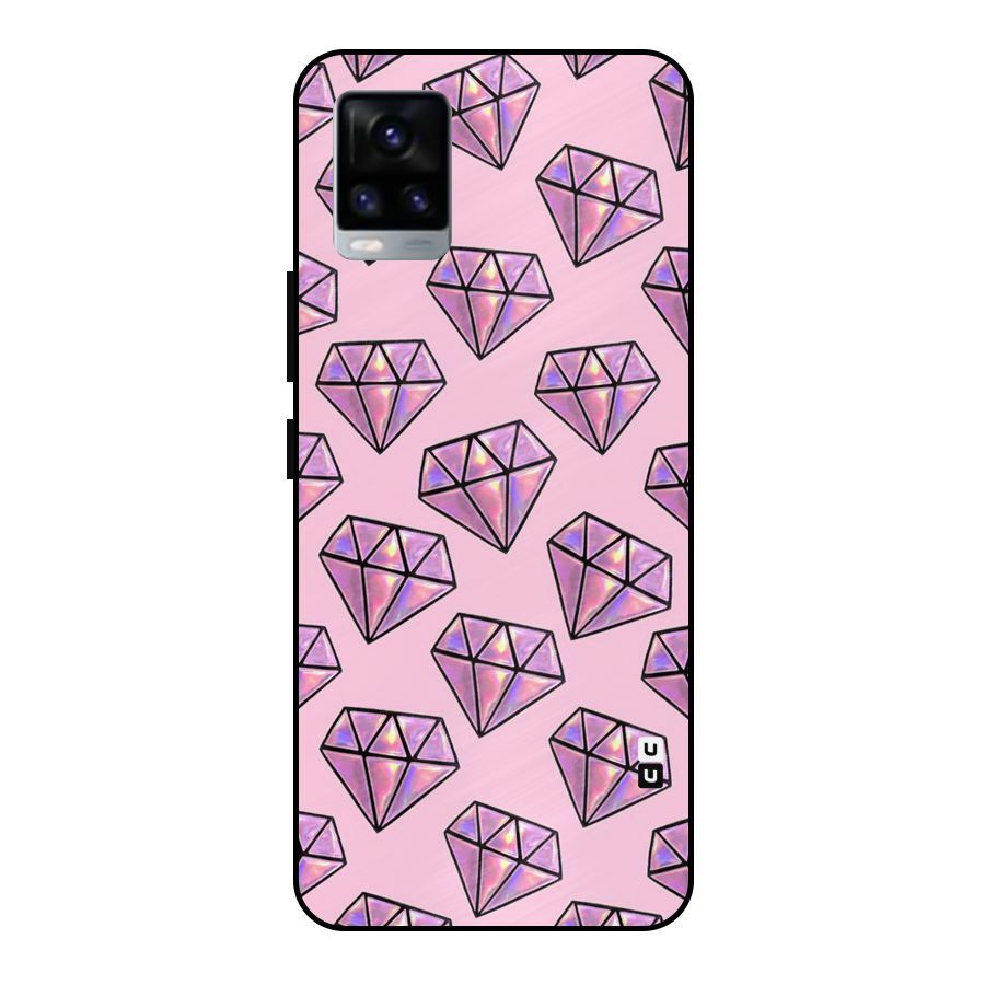 Purple Diamond Designs Metal Back Case for Vivo V20