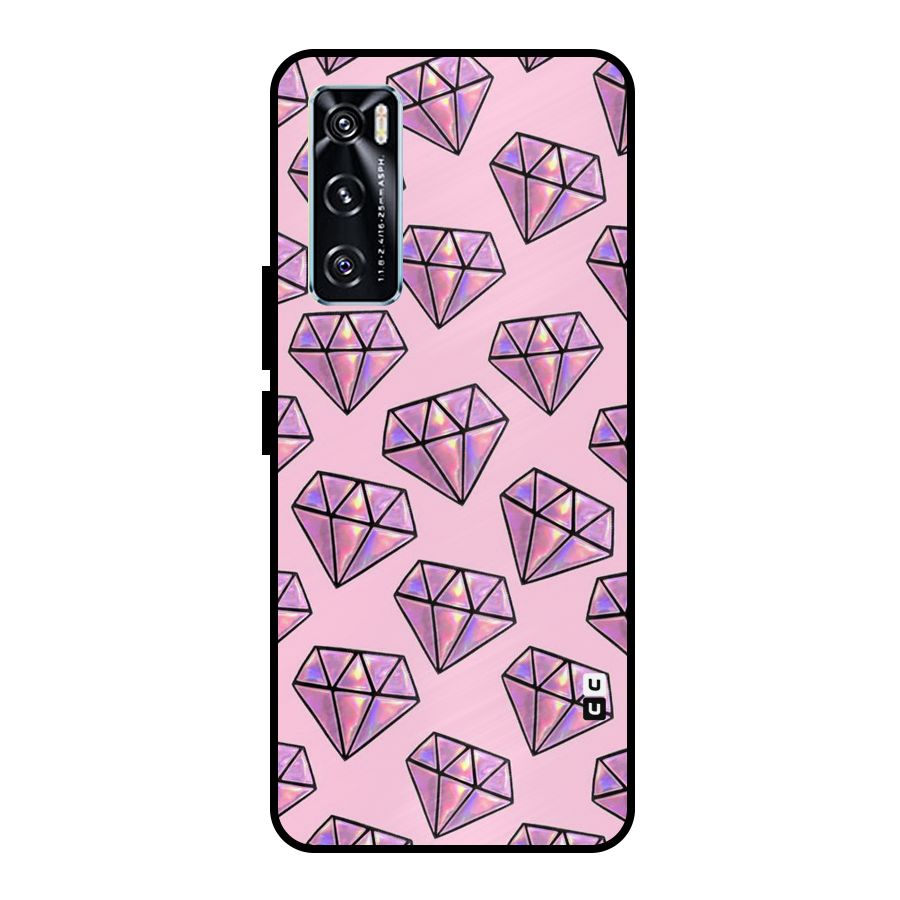 Purple Diamond Designs Metal Back Case for Vivo V20 SE