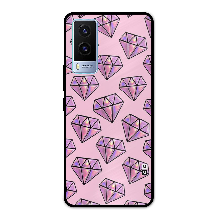 Purple Diamond Designs Metal Back Case for Vivo V21e 5G