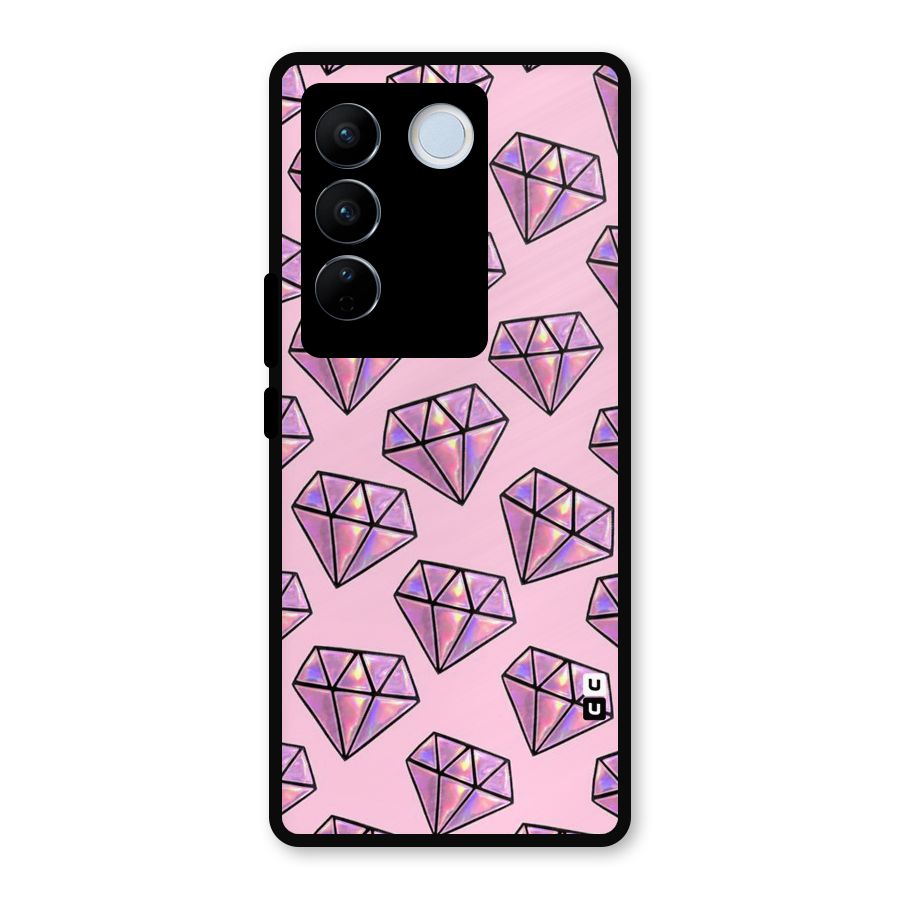 Purple Diamond Designs Metal Back Case for Vivo V27