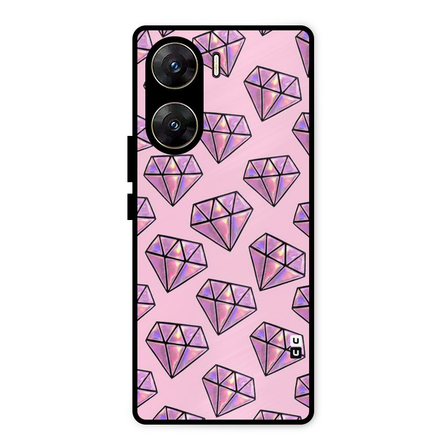 Purple Diamond Designs Metal Back Case for Vivo V29e