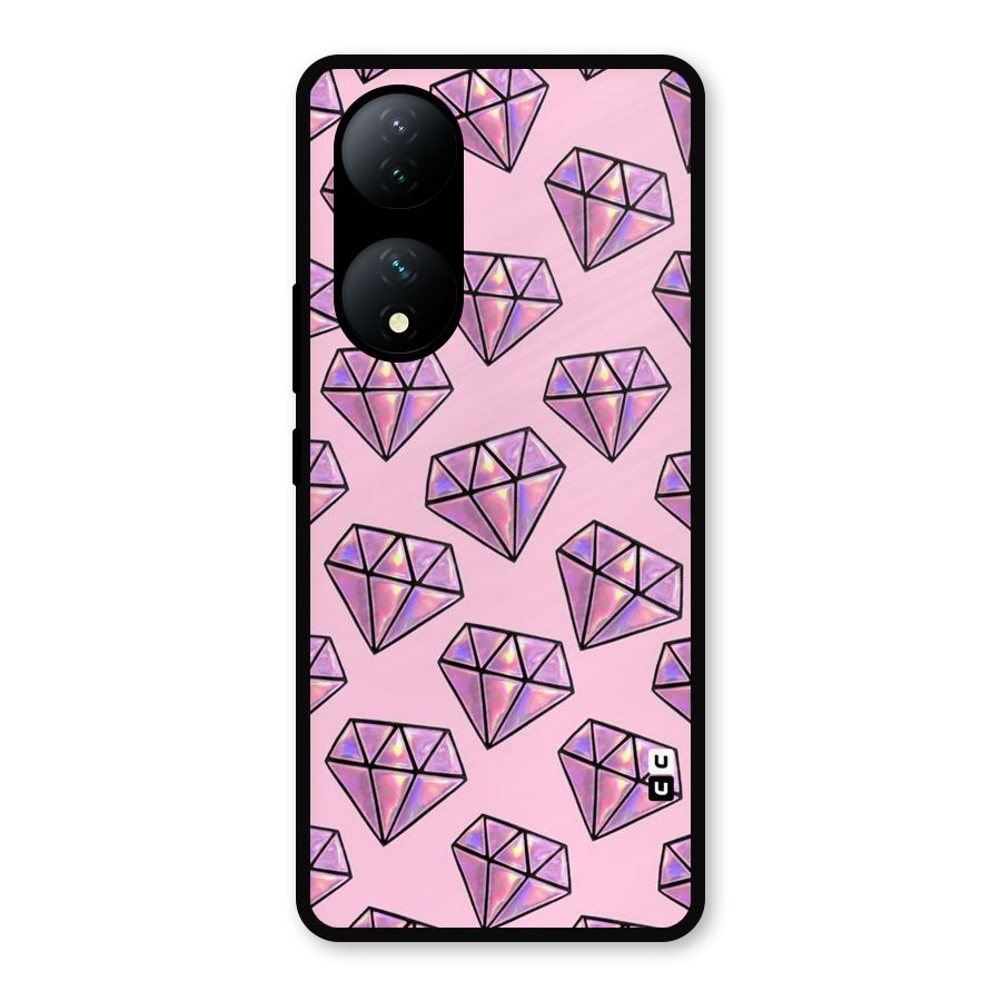 Purple Diamond Designs Metal Back Case for Vivo Y100a