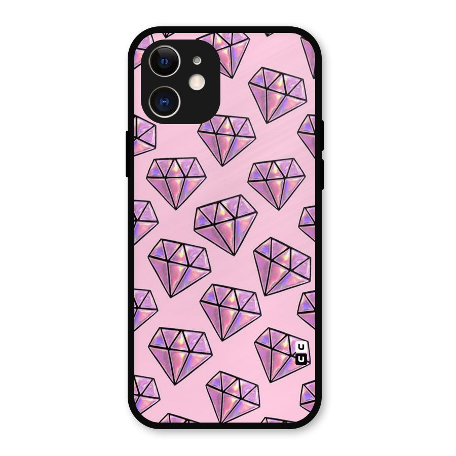 Purple Diamond Designs Metal Back Case for iPhone 12