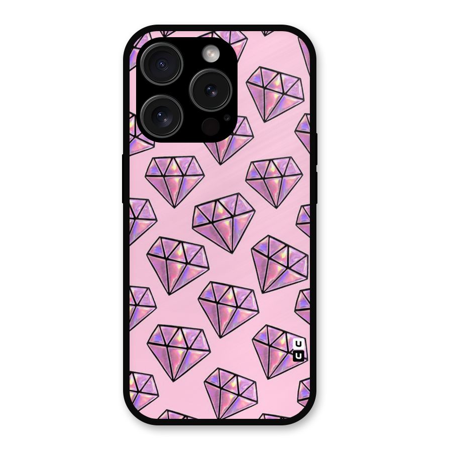 Purple Diamond Designs Metal Back Case for iPhone 15 Pro