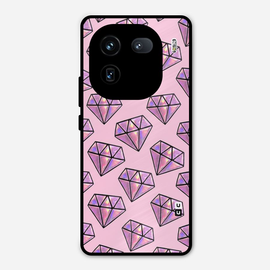 Purple Diamond Designs Metal Back Case for iQOO 12