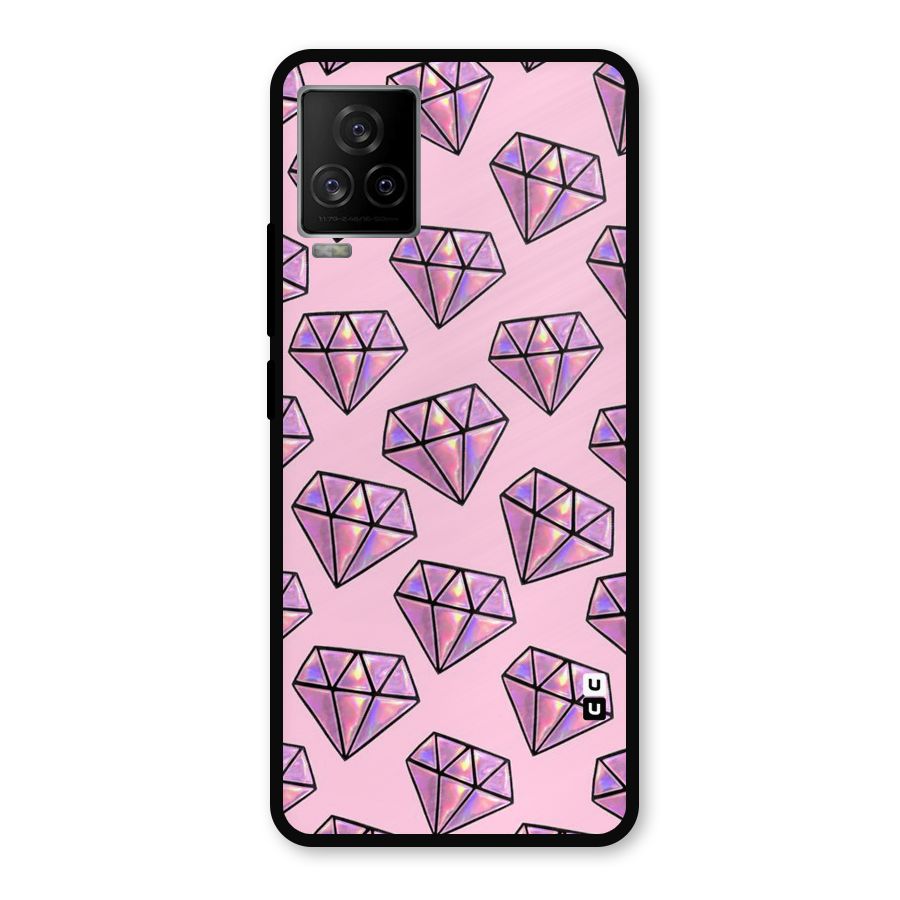 Purple Diamond Designs Metal Back Case for iQOO 7 Legend 5G