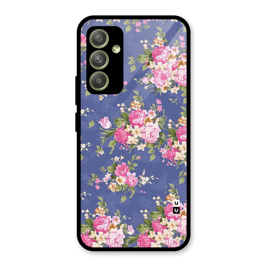 Purple Pink Floral Glass Back Case for Galaxy A54