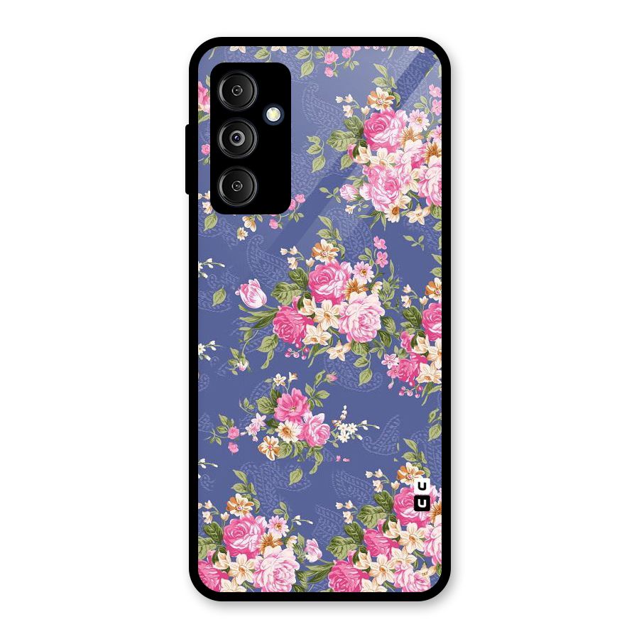 Purple Pink Floral Glass Back Case for Galaxy M14 5G