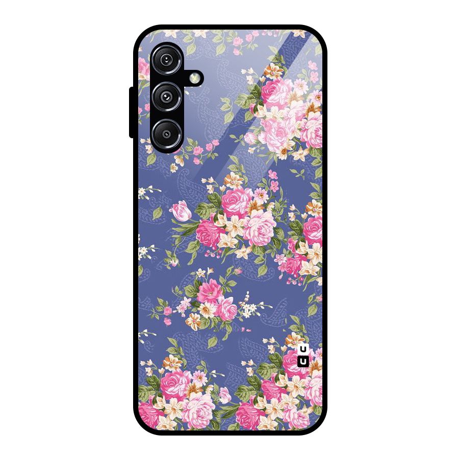 Purple Pink Floral Glass Back Case for Galaxy M34 5G