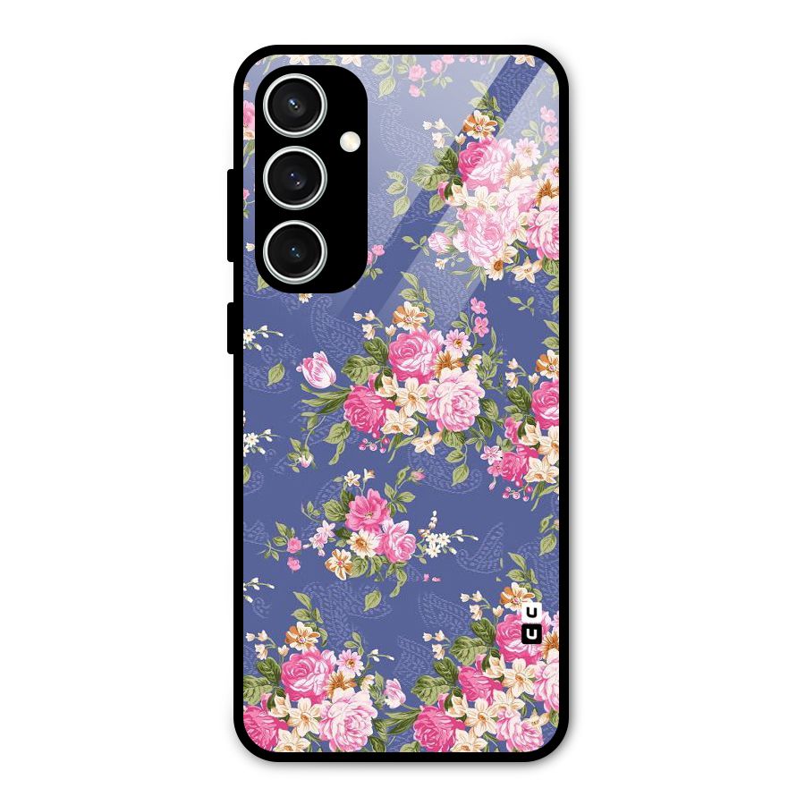 Purple Pink Floral Glass Back Case for Galaxy S23 FE
