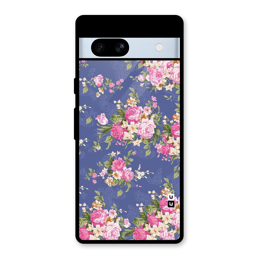 Purple Pink Floral Glass Back Case for Google Pixel 7a