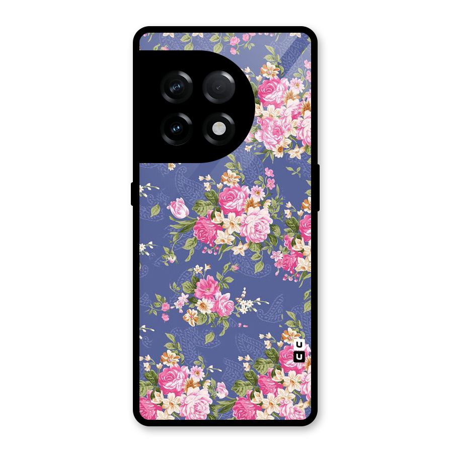 Purple Pink Floral Glass Back Case for OnePlus 11R