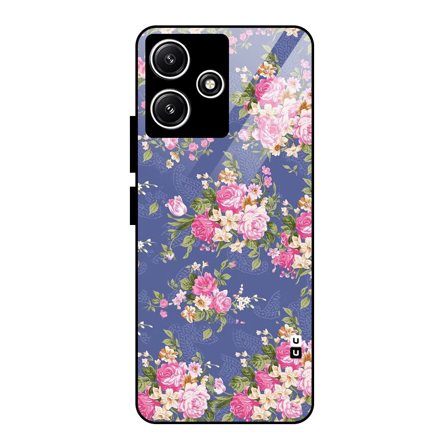 Purple Pink Floral Glass Back Case for Poco M6 Pro
