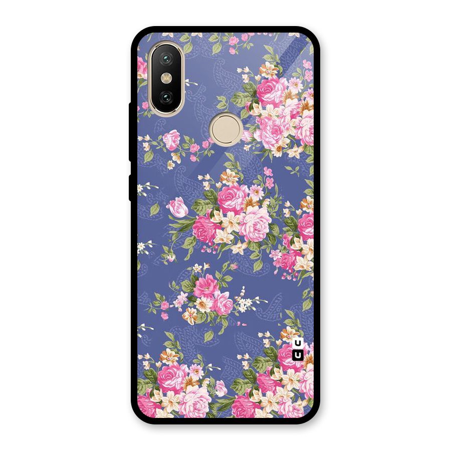 Purple Pink Floral Glass Back Case for Redmi A2