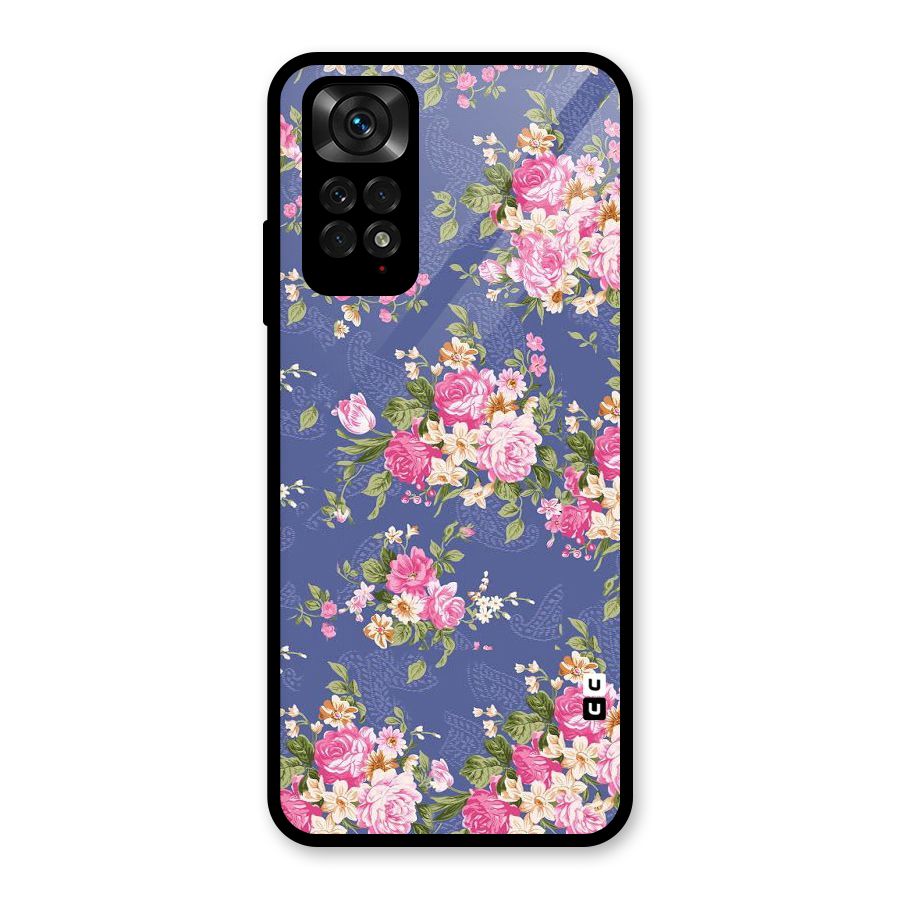 Purple Pink Floral Glass Back Case for Redmi Note 11S
