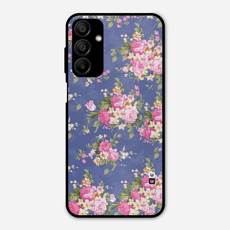 Purple Pink Floral Metal Back Case for Galaxy A15 5G