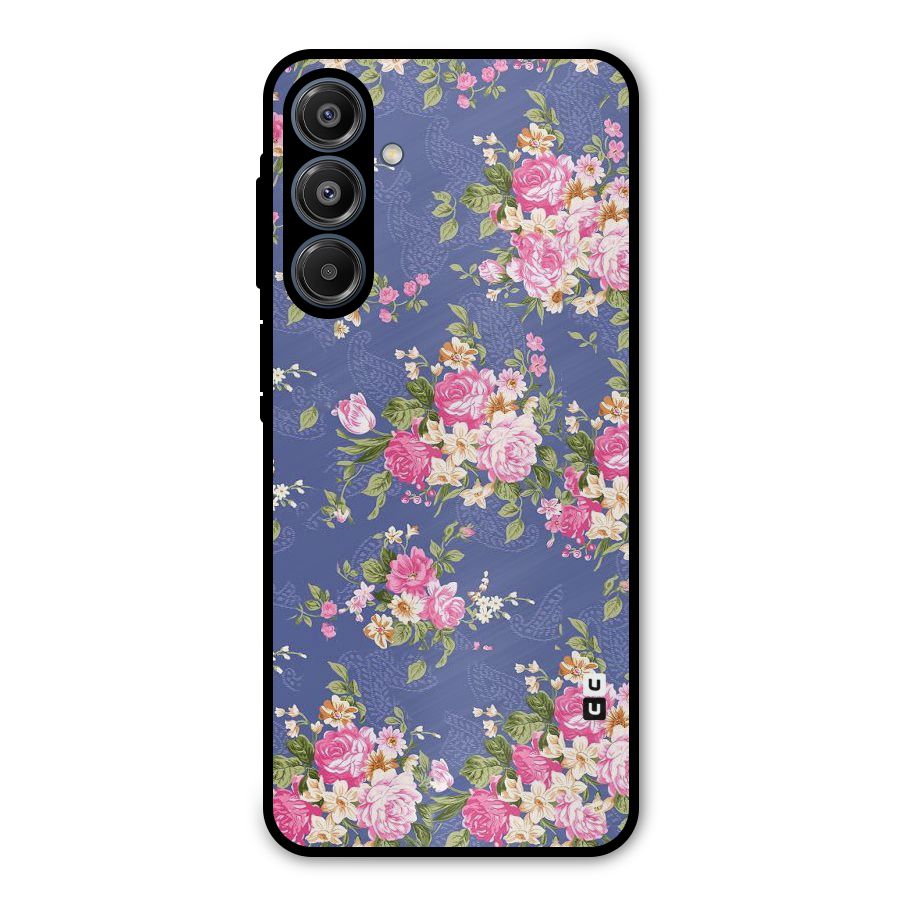Purple Pink Floral Metal Back Case for Galaxy A16 5G