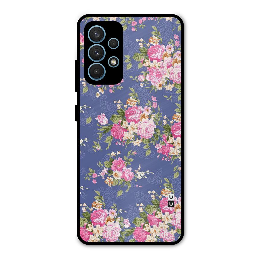 Purple Pink Floral Metal Back Case for Galaxy A32