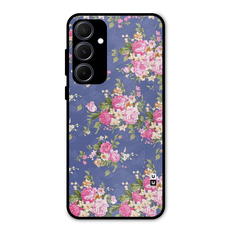 Purple Pink Floral Metal Back Case for Galaxy A35