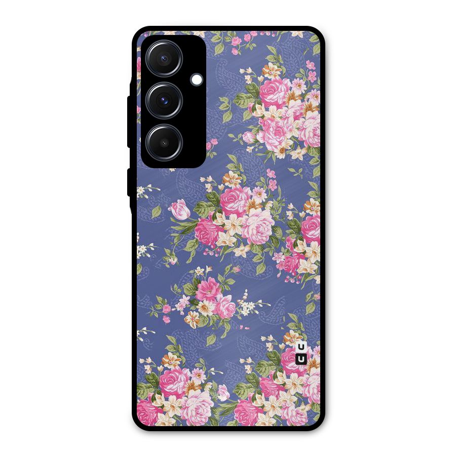 Purple Pink Floral Metal Back Case for Galaxy A55
