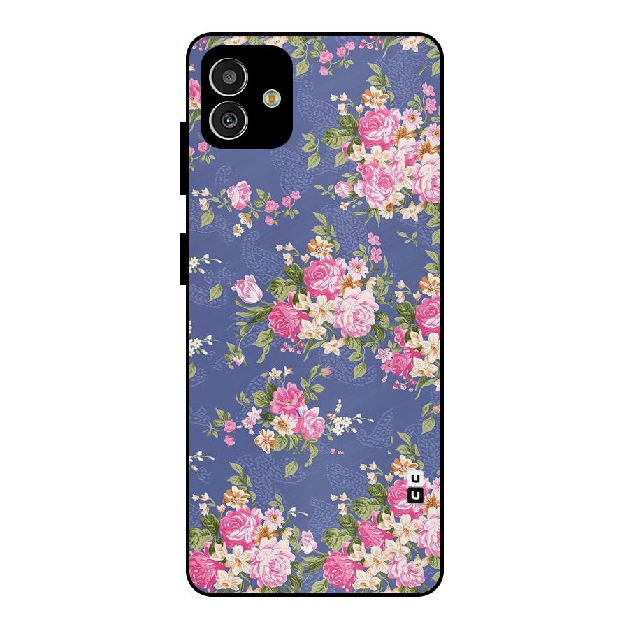 Purple Pink Floral Metal Back Case for Galaxy M13 5G