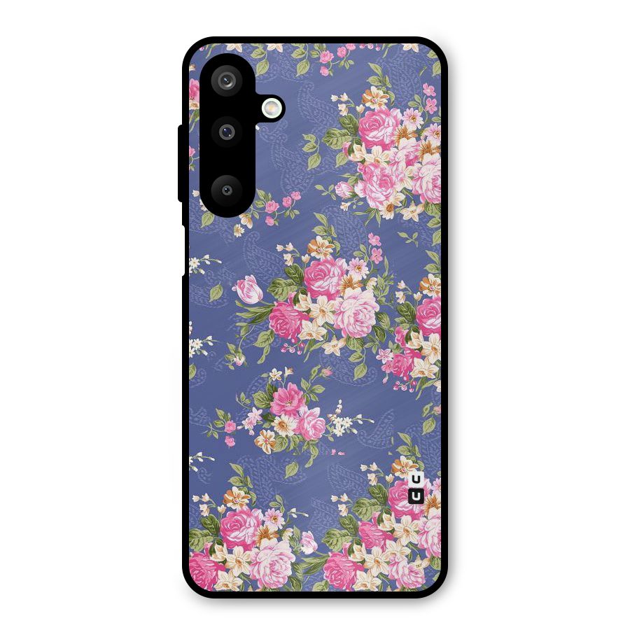 Purple Pink Floral Metal Back Case for Galaxy M16