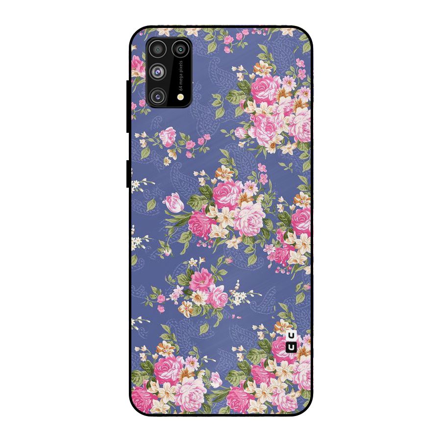 Purple Pink Floral Metal Back Case for Galaxy M31