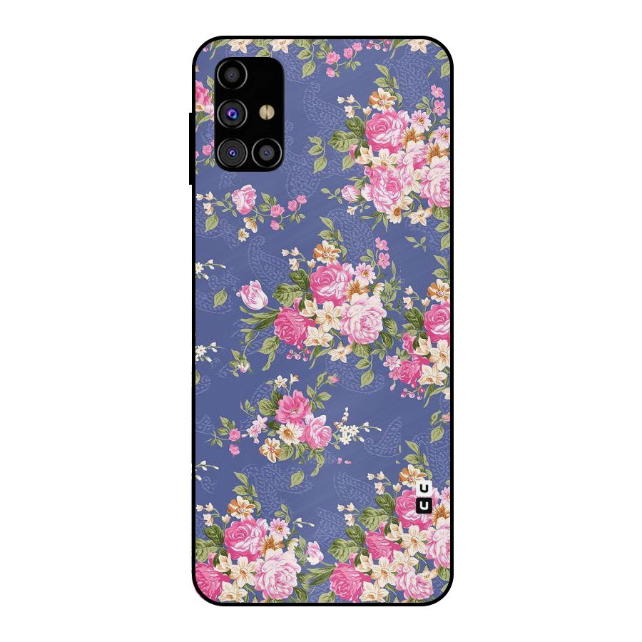 Purple Pink Floral Metal Back Case for Galaxy M31s