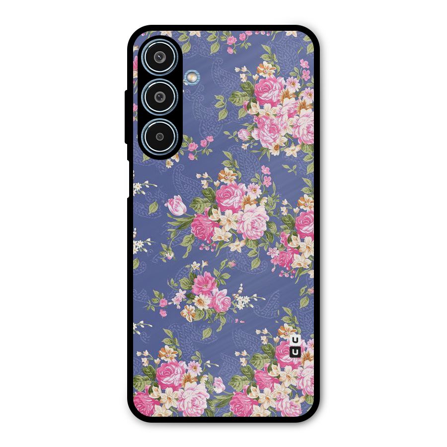 Purple Pink Floral Metal Back Case for Galaxy M35